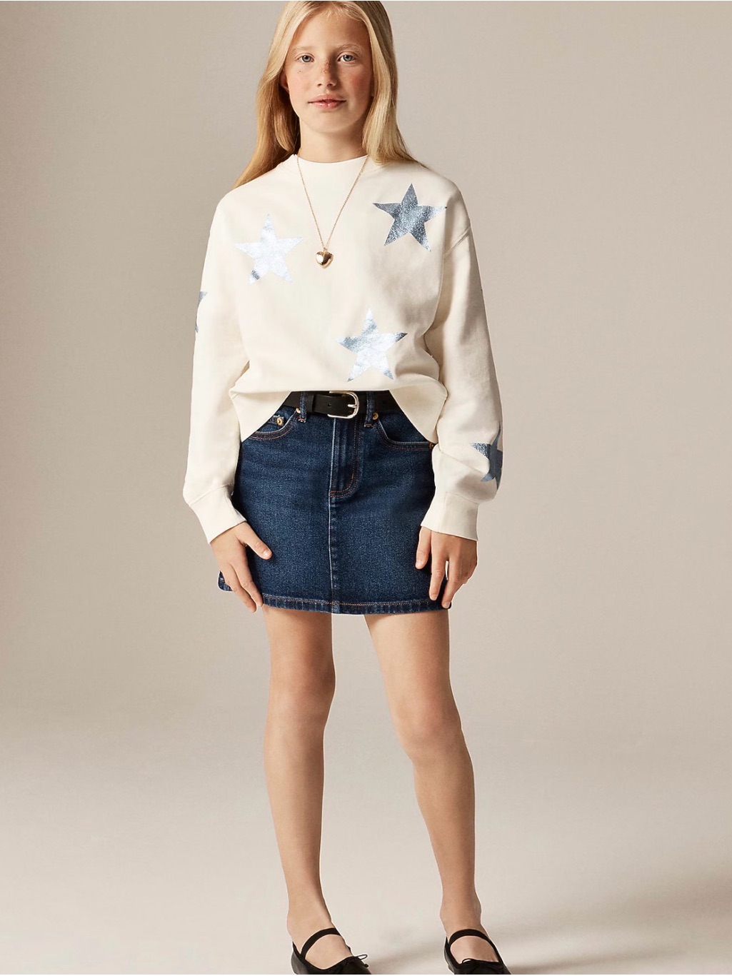 Crewcuts Cream Sweatshirt With Light Blue Stars